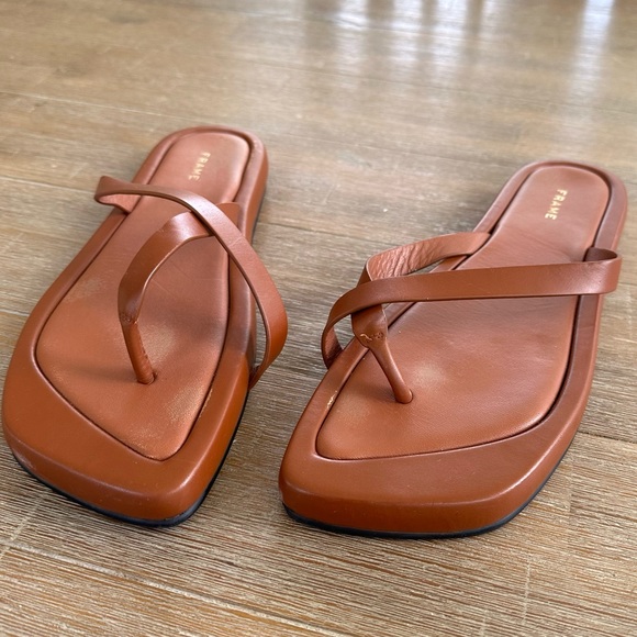 Frame Le montauk brown leather sandals - Picture 2 of 5